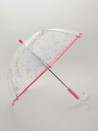 Parapluie transparent 'chat et arc-en-ciel'