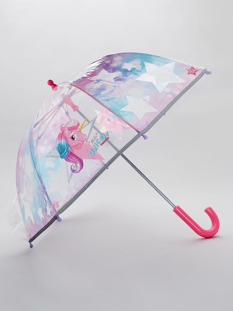 Parapluie transparent imprimé 'licorne' bleu/rose - Kiabi