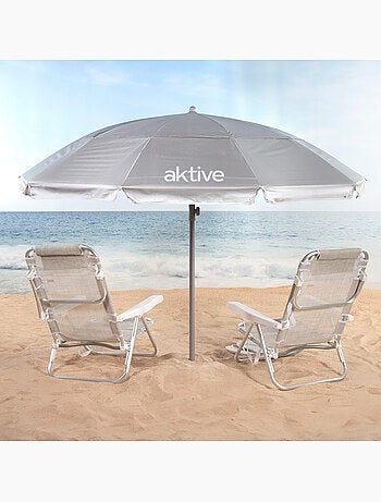 Parasol de plage 10 baleines 220 cm inclinable uv50