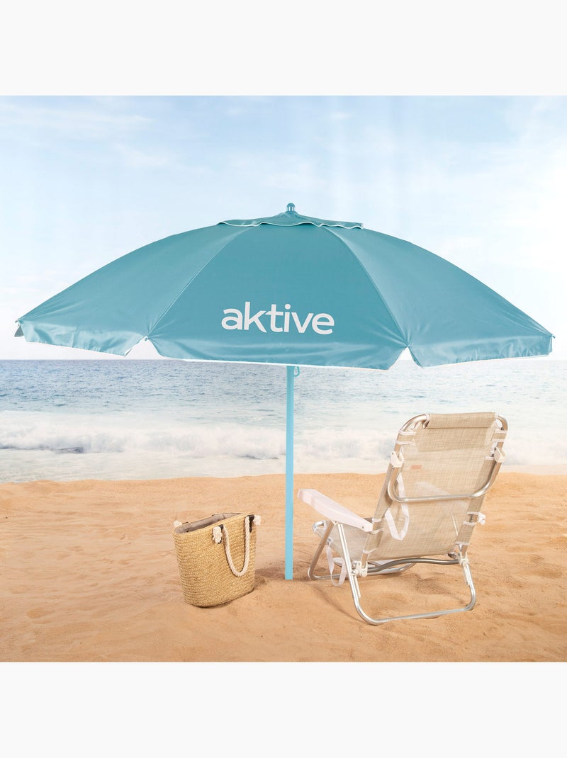 Parasol de plage inclinable avec protection uv50, diamètre 220 cm Bleu azur - Kiabi
