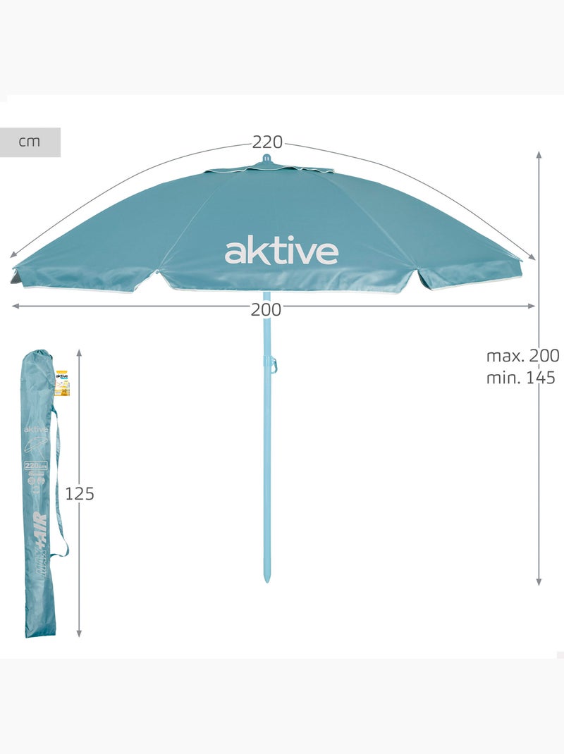 Parasol de plage inclinable avec protection uv50, diamètre 220 cm Bleu azur - Kiabi