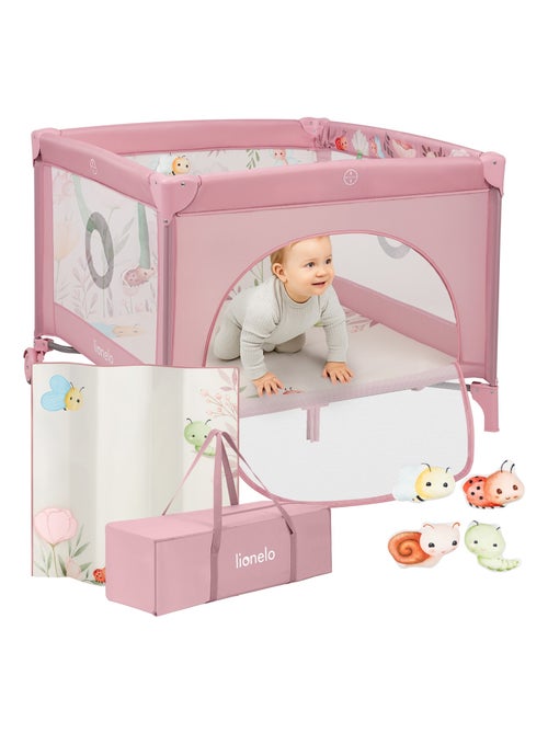 Parc bébé 100x100cm LIONELO Mille - Matelas haute densité - Roulettes - Jouets à velcro - 0-36 mois - Kiabi Parc bébé 100x100cm LIONELO Mille - Matelas haute densité - Roulettes - Jouets à velcro - 0-36 mois - Kiabi