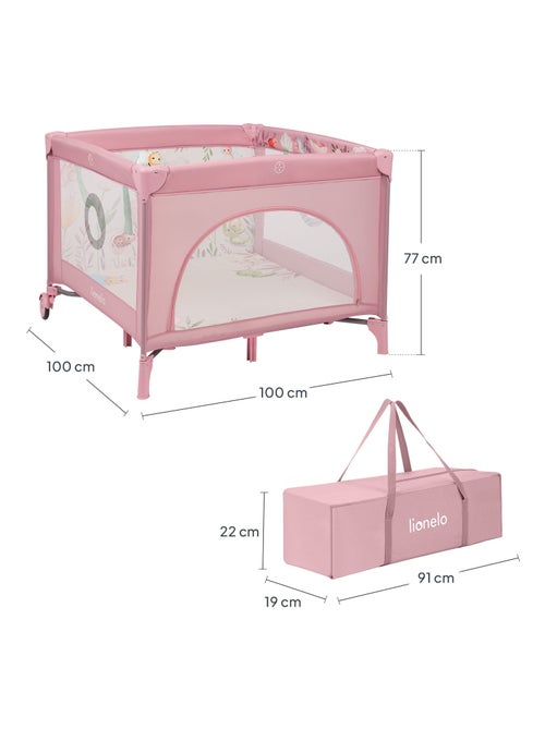 Parc bébé 100x100cm LIONELO Mille - Matelas haute densité - Roulettes - Jouets à velcro - 0-36 mois - Kiabi Parc bébé 100x100cm LIONELO Mille - Matelas haute densité - Roulettes - Jouets à velcro - 0-36 mois - Kiabi