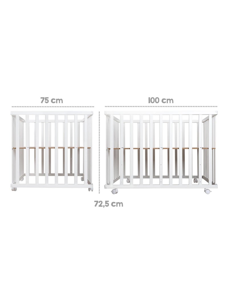 Parc bébé en bois avec tapis déperlant et matelas déhoussable 'roba style' roba Blanc Gris - Kiabi