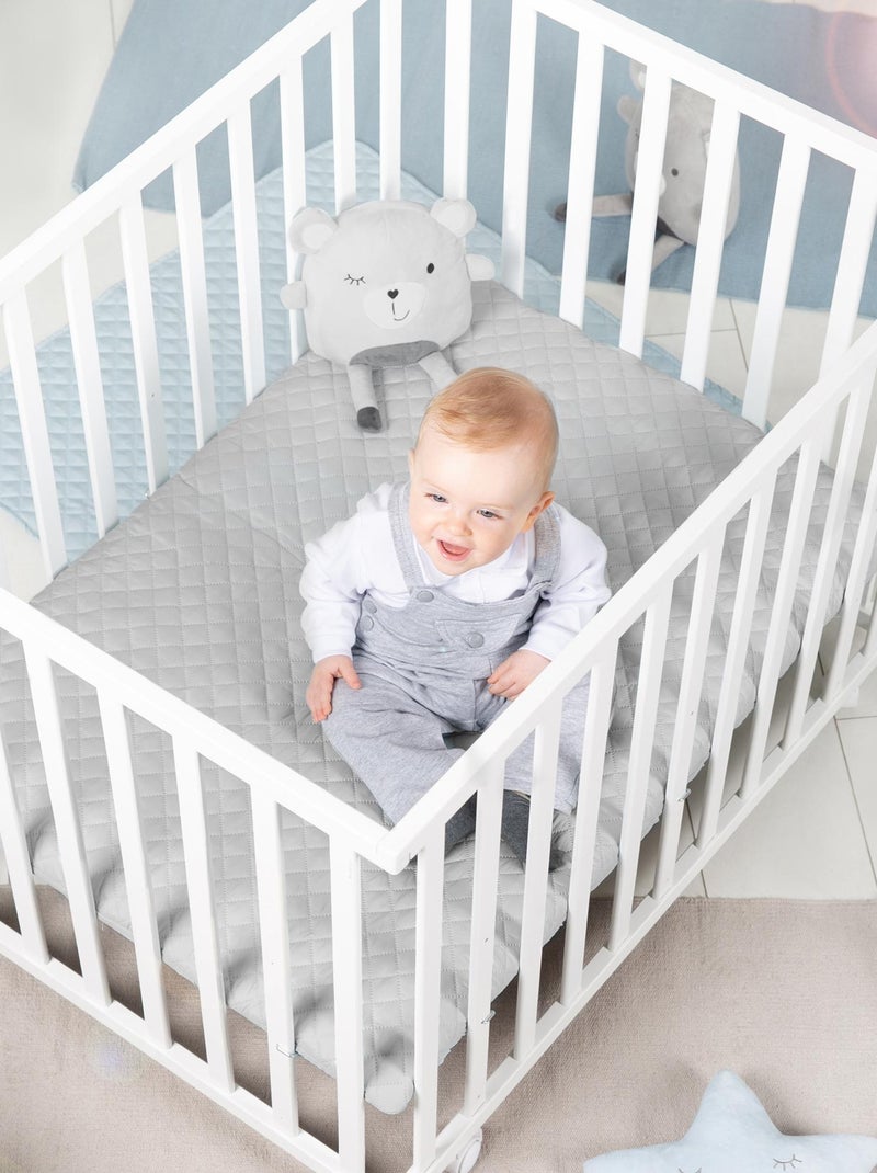 Parc bébé en bois avec tapis déperlant et traversin 'roba style' roba Blanc Gris - Kiabi
