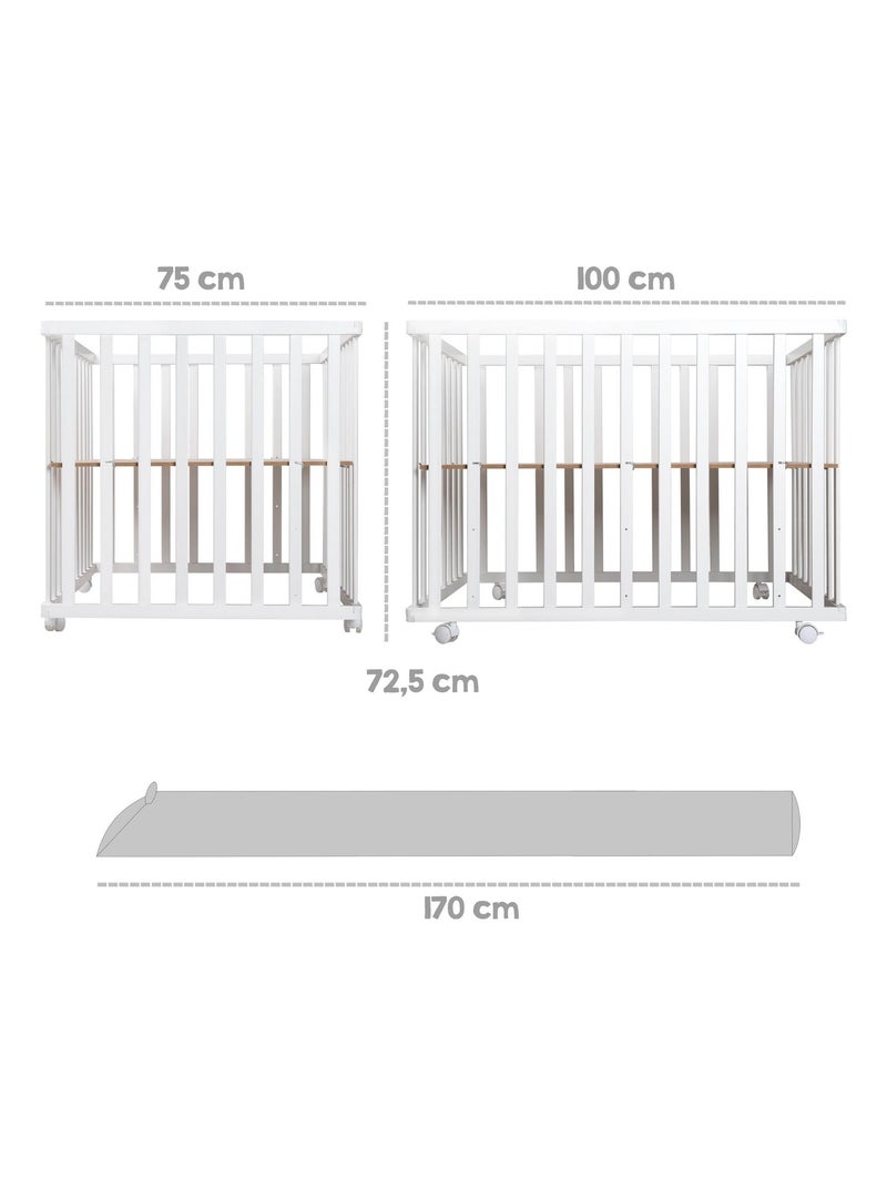 Parc bébé en bois avec tapis déperlant et traversin 'roba style' roba Blanc Gris - Kiabi