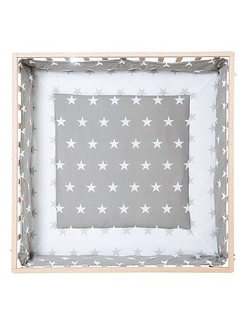 Parc bébé en bois massif réglable + tapis carré étoilé 'little stars' - ROBA