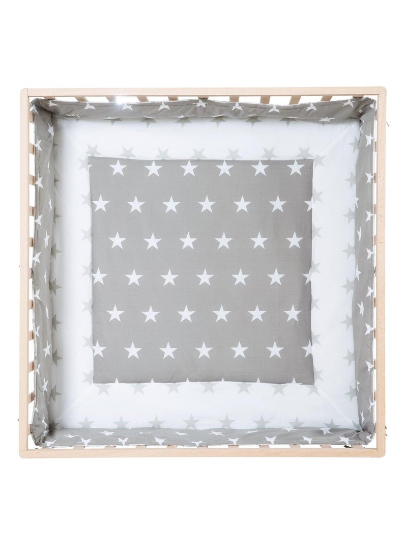 Parc bébé en bois massif réglable + tapis carré étoilé 'little stars' - ROBA Marron clair - Kiabi