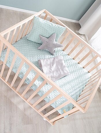 Parc bébé en hêtre massif bio avec tapis déperlant et roulettes 'roba style' roba