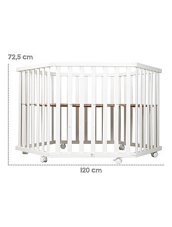 Parc bébé hexagonal en bois avec tapis déperlant et matelas déhoussable 'roba style' roba