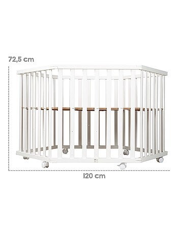Parc bébé hexagonal en bois + tapis imprimé étoile 'little stars' roba