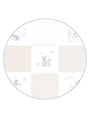 Parc bébé hexagonal en bois + tapis imprimé lapin 'fox & bunny' roba
