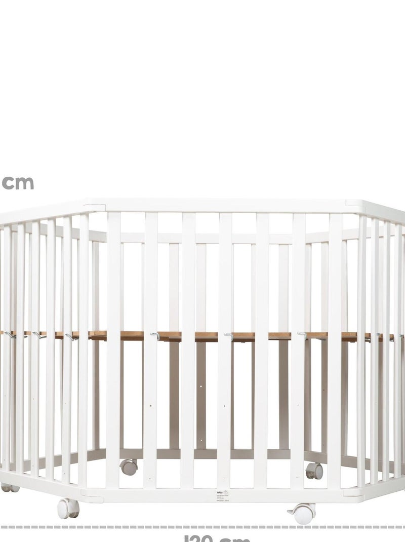 Parc bébé hexagonal en bois + tapis imprimé lapin 'fox & bunny' roba Blanc - Kiabi