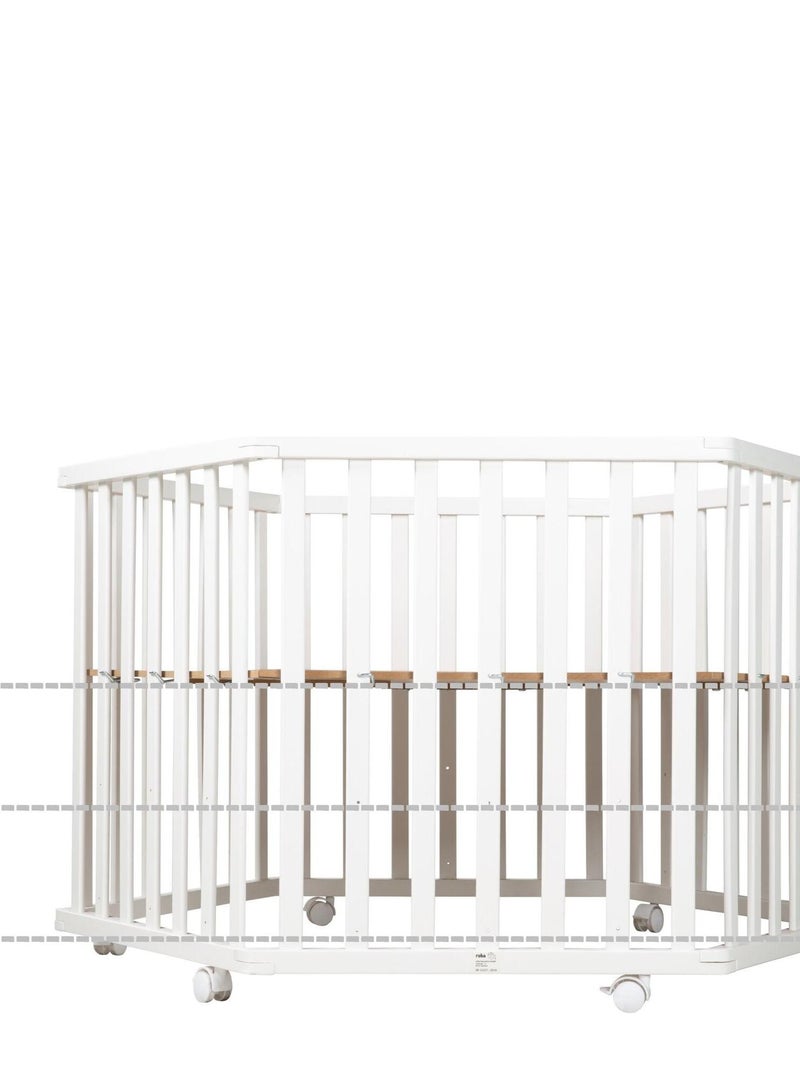Parc bébé hexagonal en bois + tapis imprimé lapin 'fox & bunny' roba Blanc - Kiabi