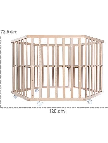 Parc bébé hexagonal en bois + tapis imprimé ourson 'liebhabear' roba