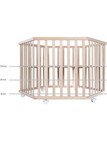 Parc bébé hexagonal en bois + tapis imprimé ourson 'liebhabear' roba