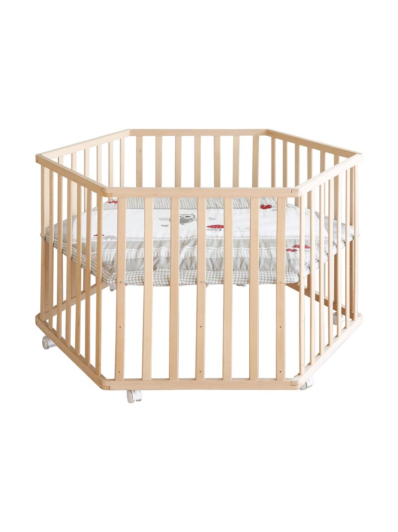 Parc bébé hexagonal minimaliste en bois naturel Adam & Eule Roba Beige - Kiabi