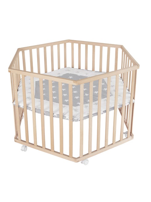 Parc bébé hexagonal minimaliste en bois naturel Little Stars Roba - Kiabi Parc bébé hexagonal minimaliste en bois naturel Little Stars Roba - Kiabi