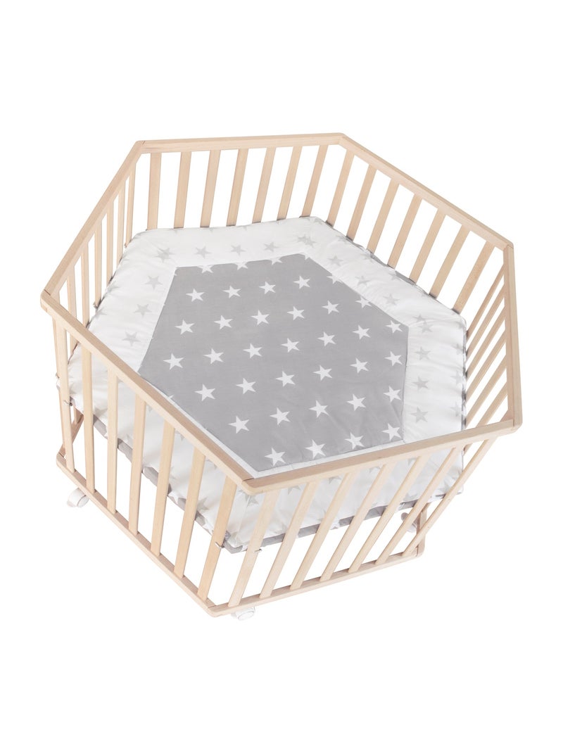 Parc bébé hexagonal minimaliste en bois naturel Little Stars Roba Beige - Kiabi