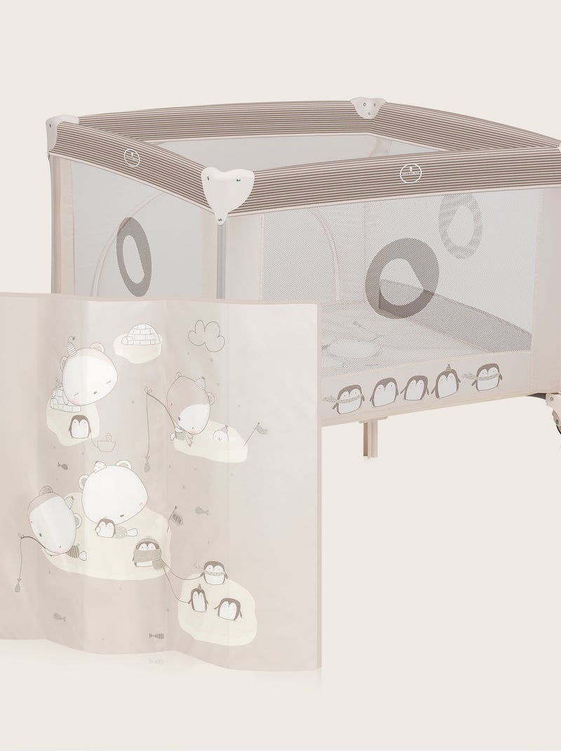 Parc Bébé LIONELO Bonnie - 100x96 cm - Matelas confortable - Roulettes - Sac de transport Beige - Kiabi