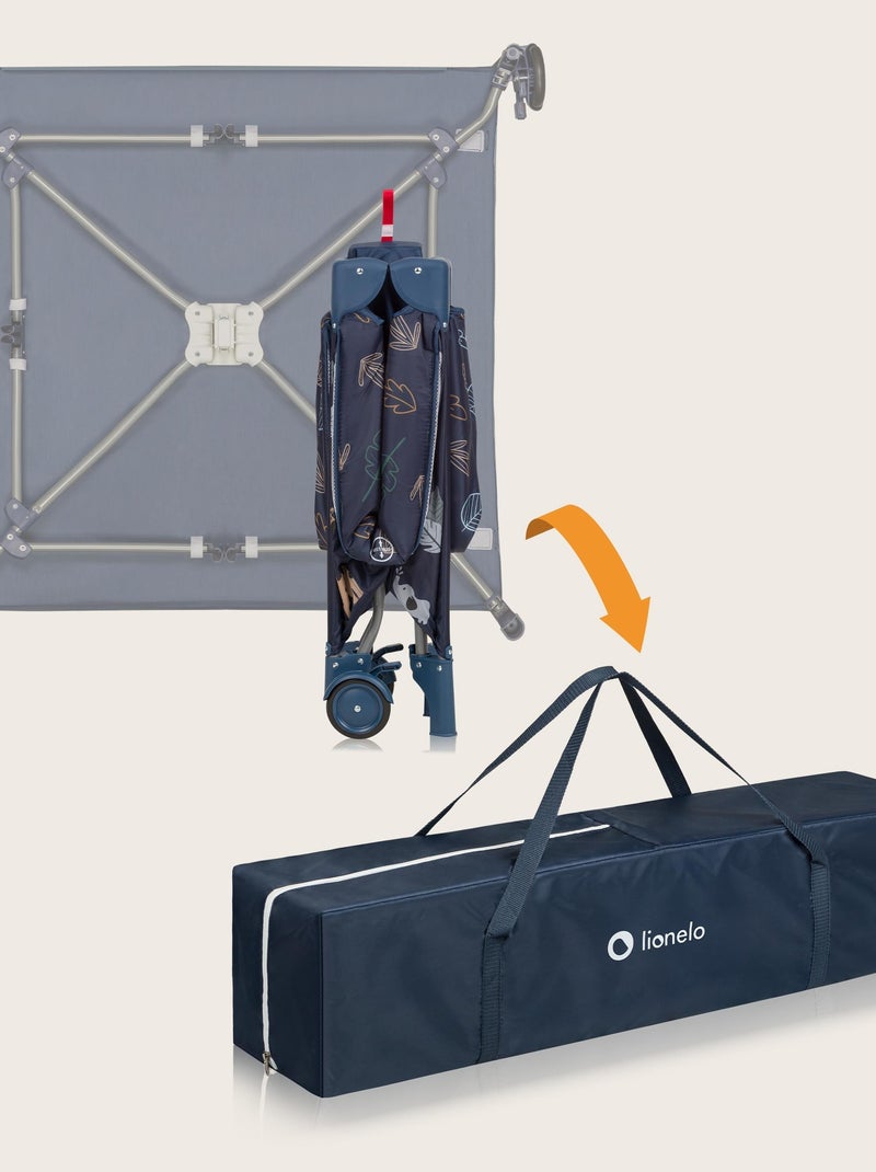 Parc Bébé LIONELO Bonnie - 100x96 cm - Matelas confortable - Roulettes - Sac de transport Bleu - Kiabi