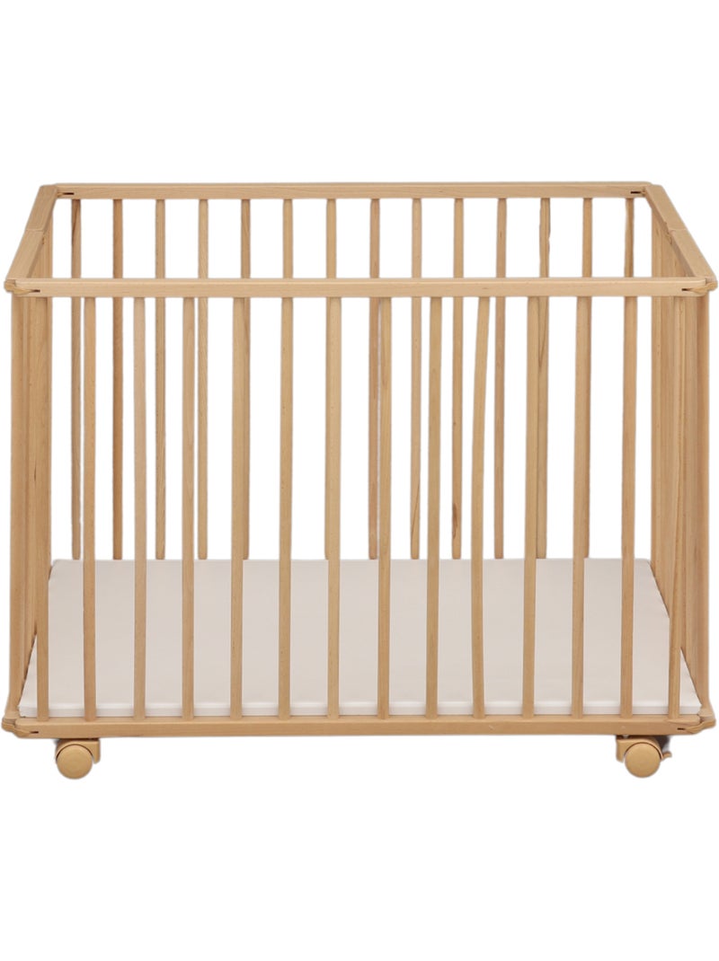 Parc bébé pliant 75x100cm avec roulettes et fond réglable - babyprice Marron - Kiabi