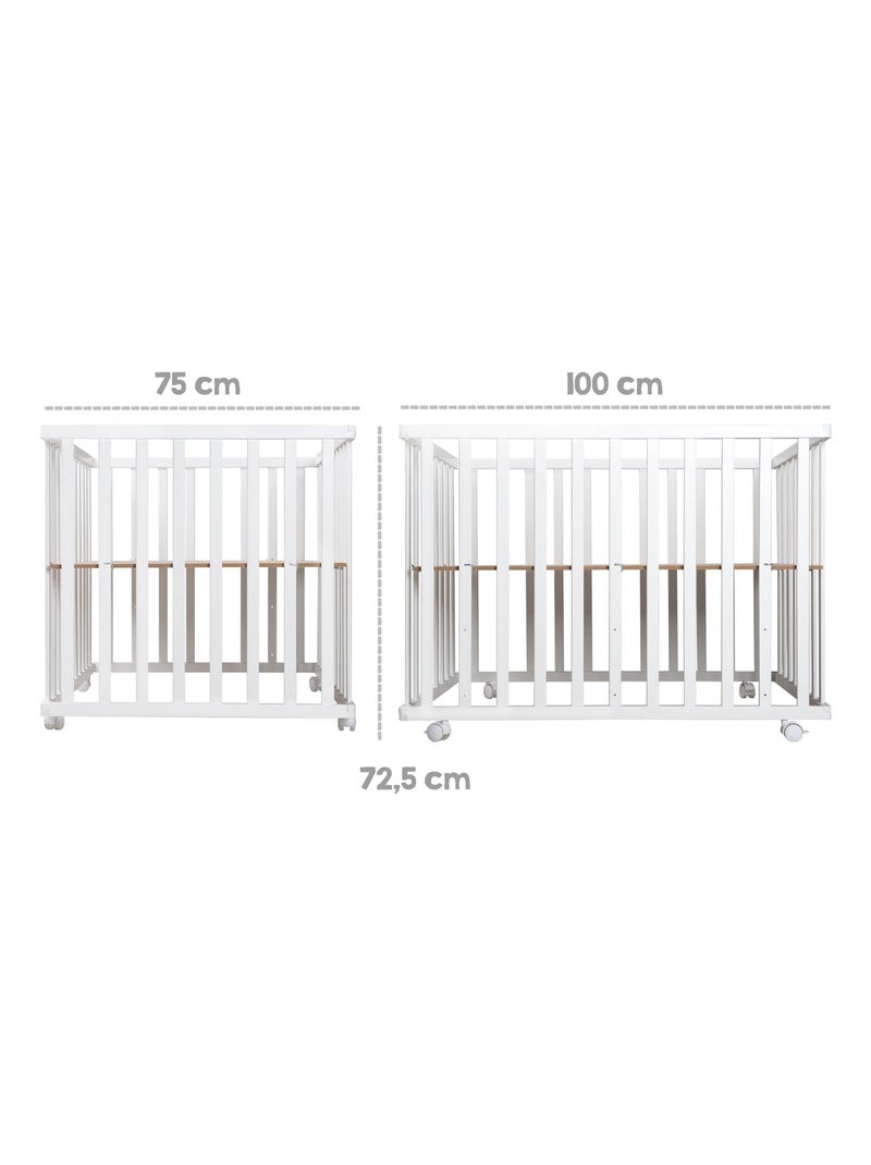 Parc bébé rectangulaire en bois avec tapis déperlant 'Roba Style ROBA' Blanc Vert clair - Kiabi