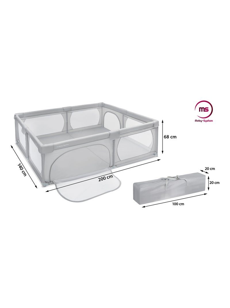 Parc bébé xxl 200x140cm tissu imperméable hypermotion Gris - Kiabi