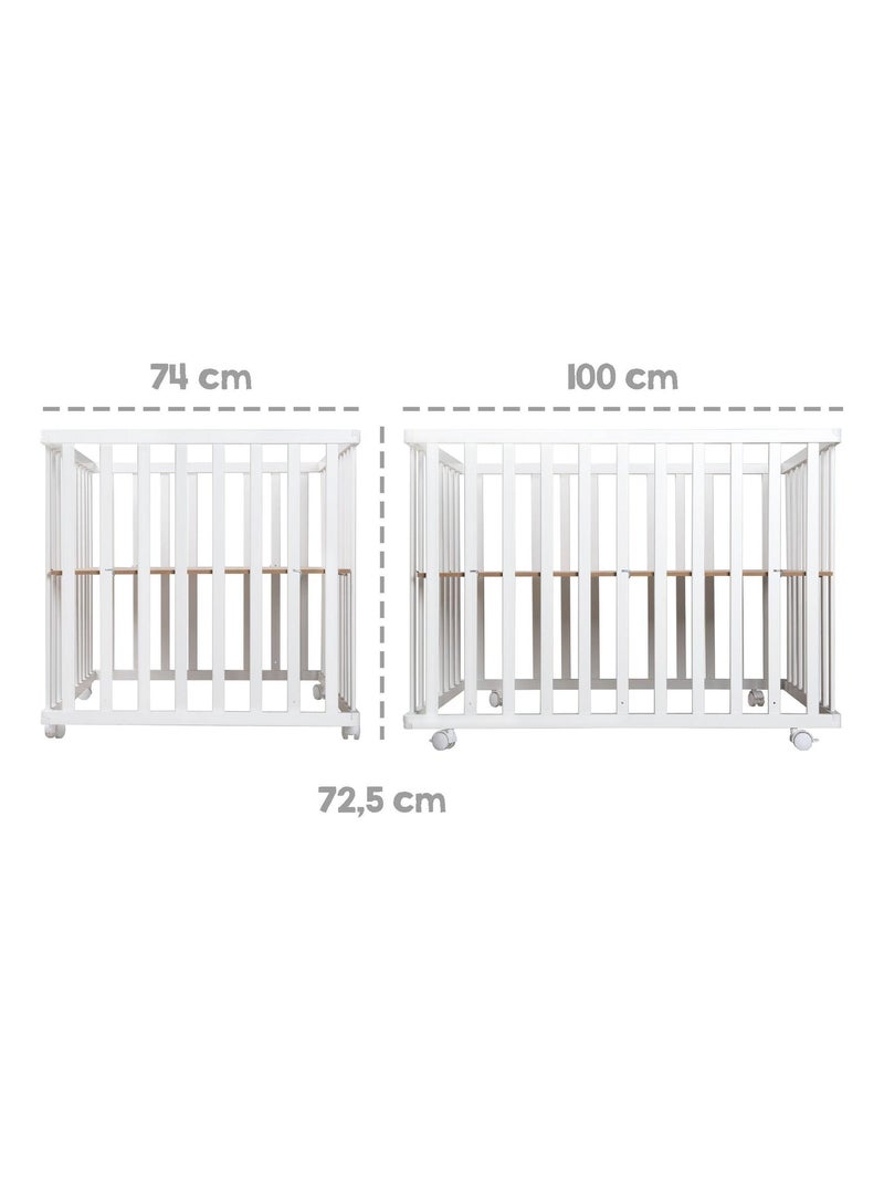 Parc pliant rectangulaire sur roulettes à freins - ROBA Blanc - Kiabi