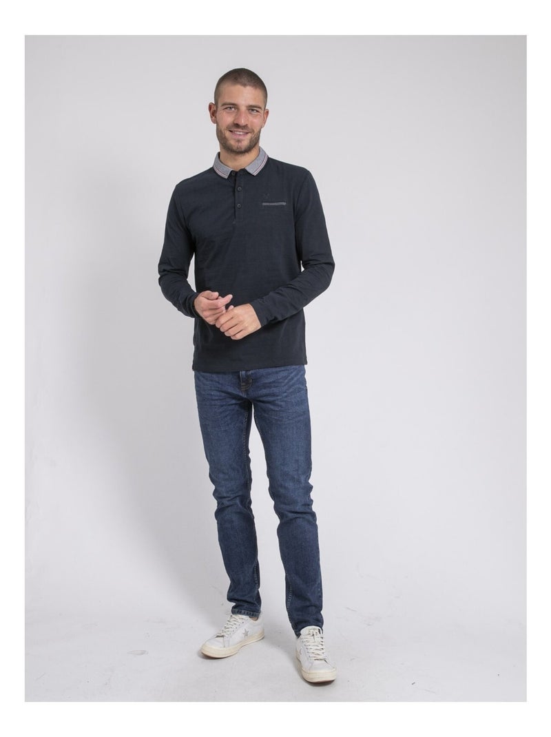 Parilako poloshirt met lange mouwen Marineblauw - Kiabi