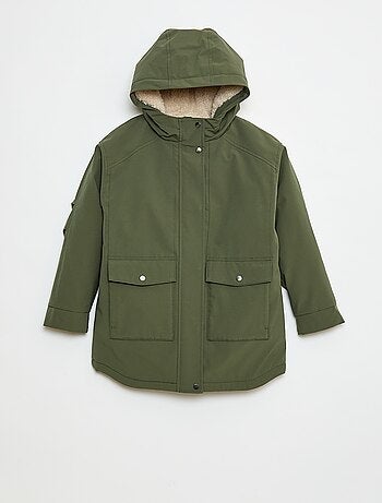 Parka à capuche avec doublure effet moutonnée
