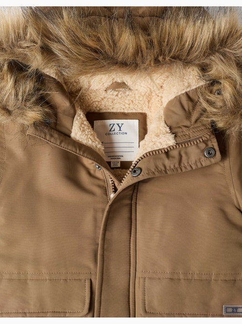Parka à capuche avec doublure en sherpa - Kiabi