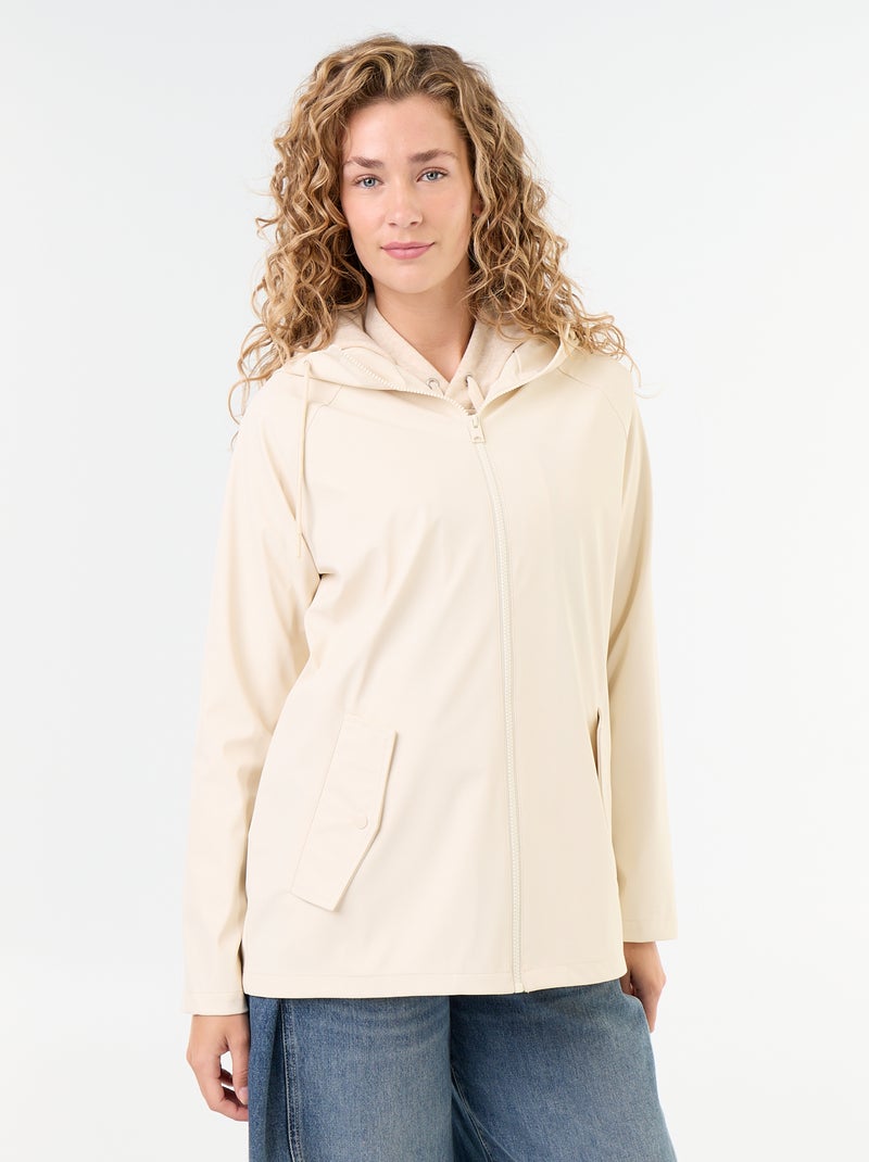Parka à capuche déperlant Beige - Kiabi