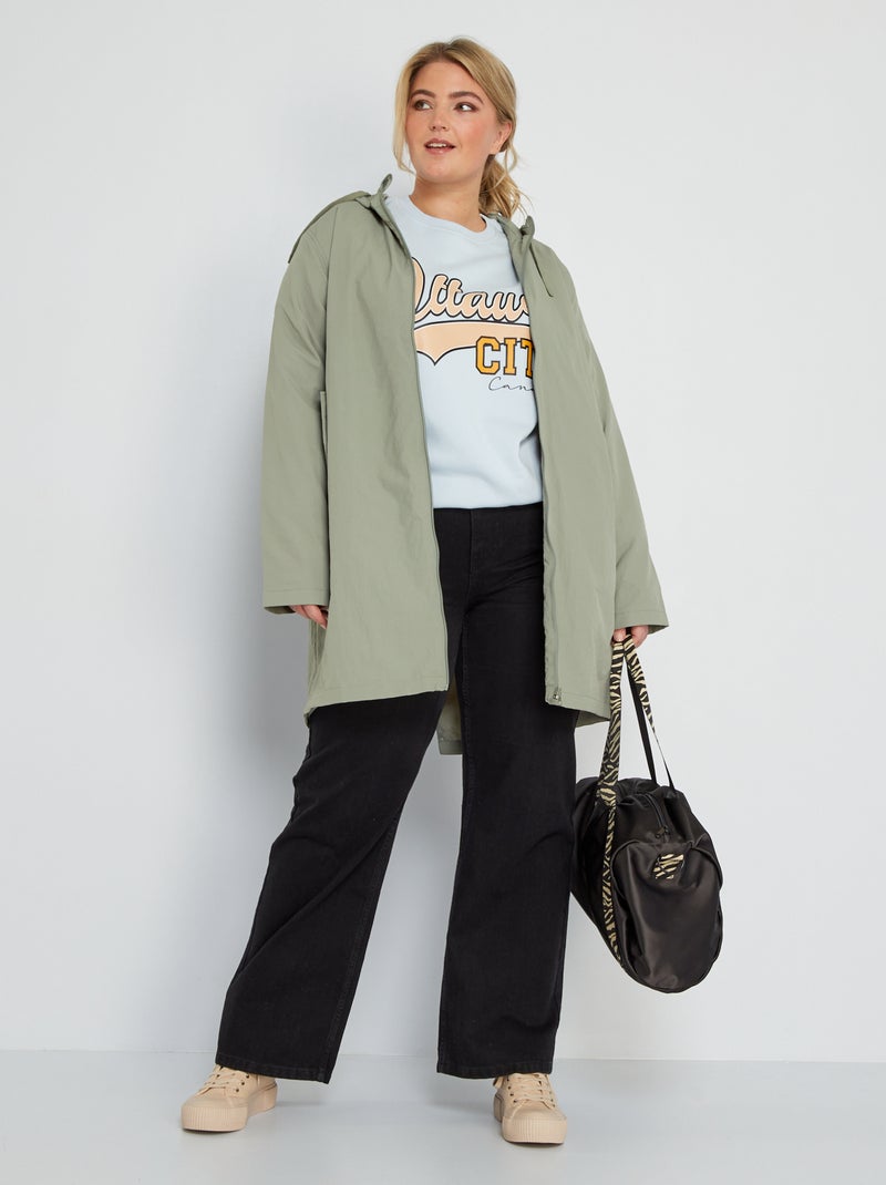 Parka à capuche déperlant Gris vert - Kiabi
