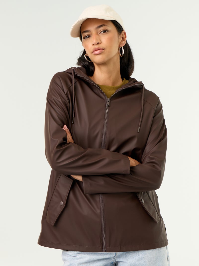 Parka à capuche déperlant Marron - Kiabi