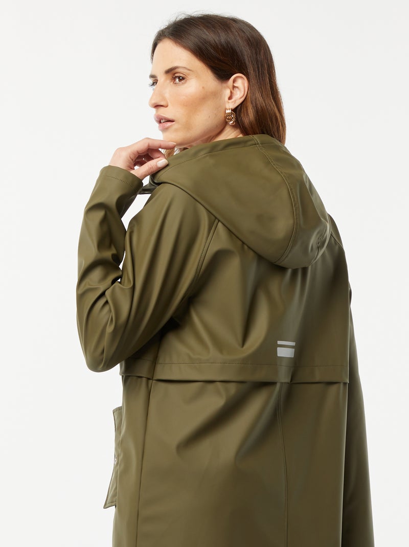 Parka à capuche déperlante Kaki - Kiabi