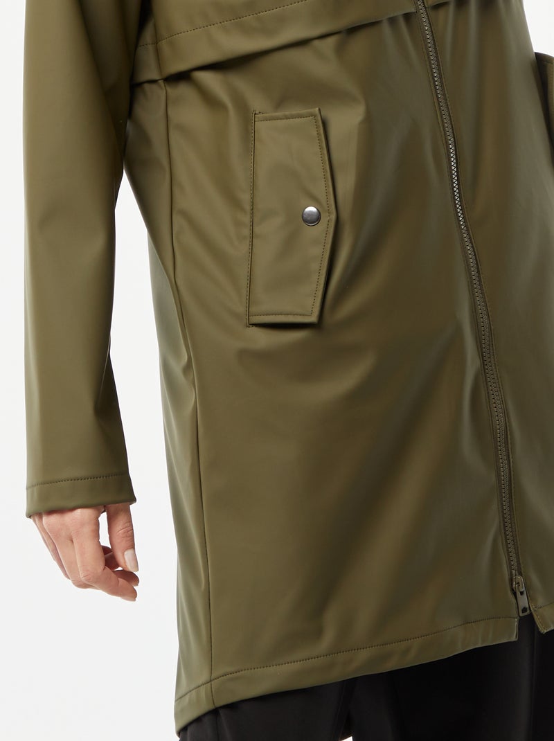 Parka à capuche déperlante Kaki - Kiabi