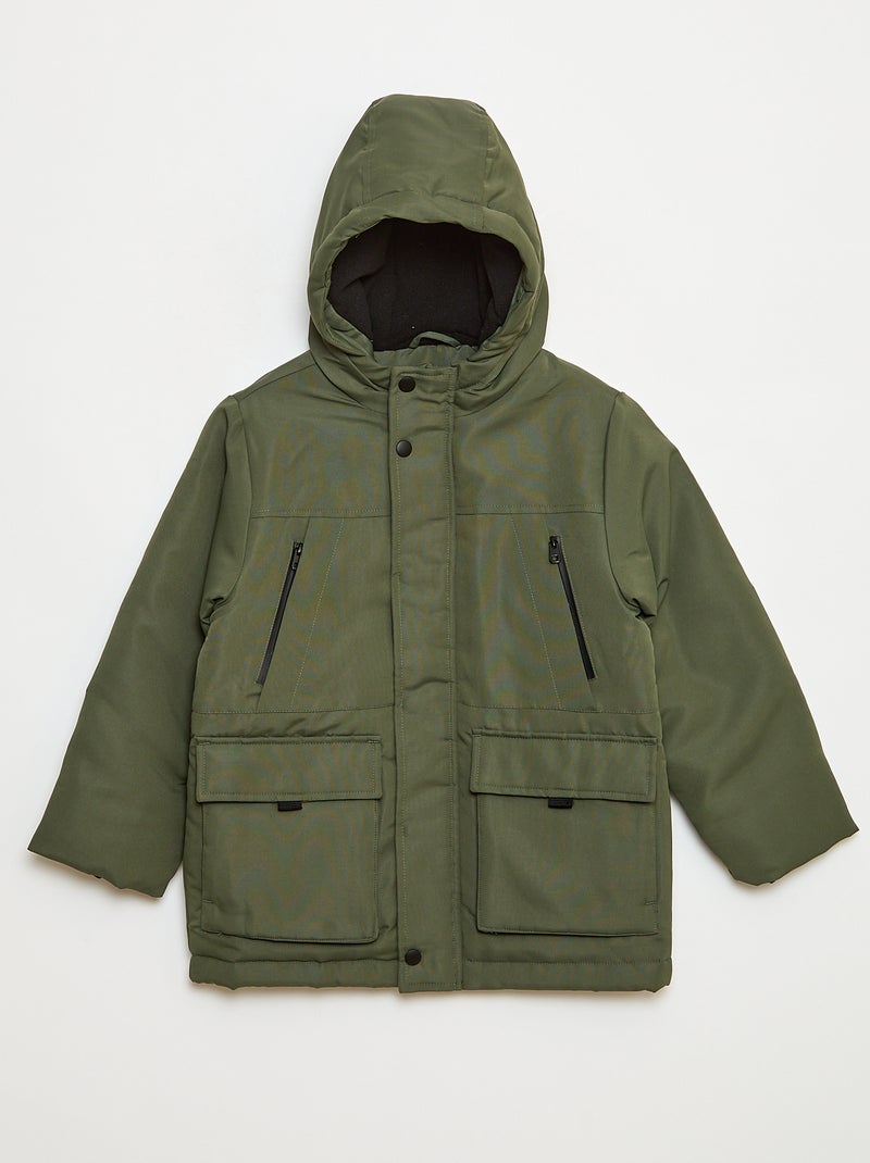 Parka à capuche déperlante Vert - Kiabi