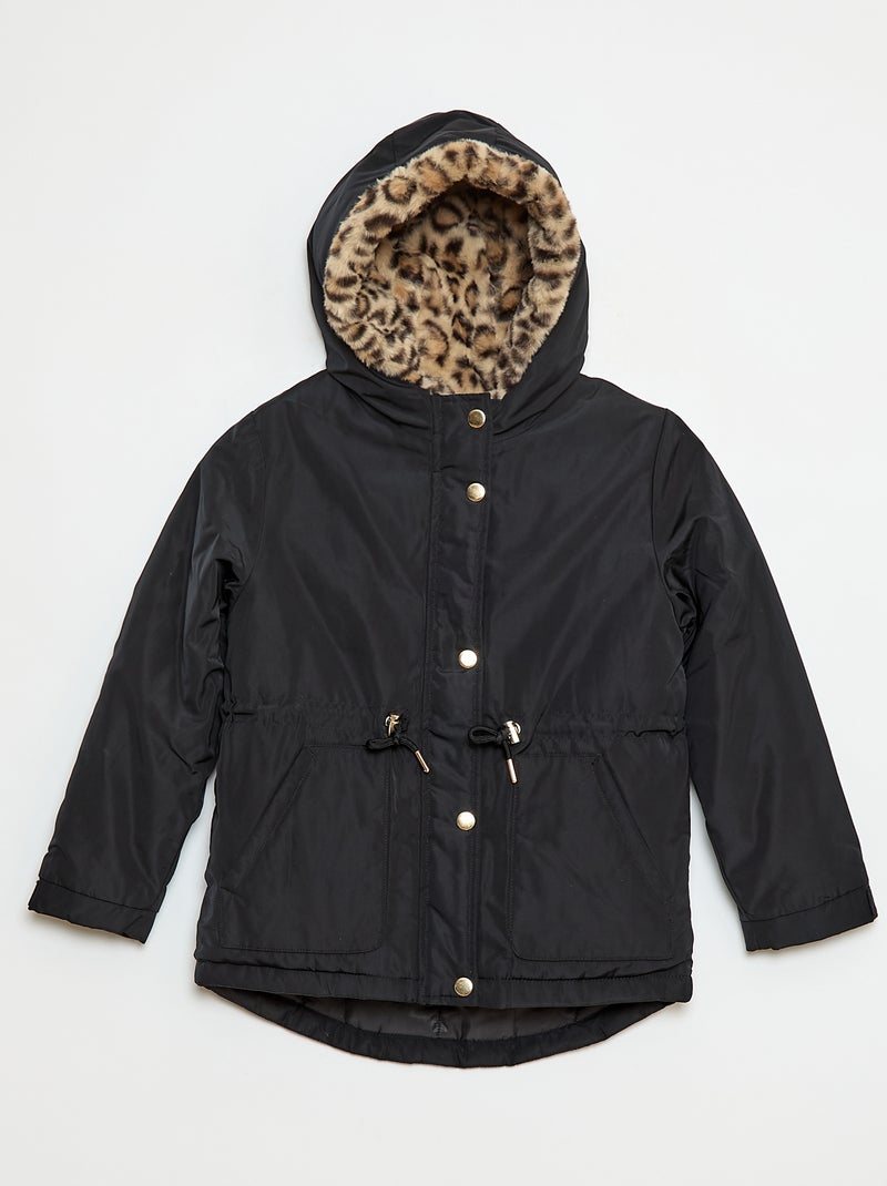 Parka à capuche doublée en fausse fourrure Noir - Kiabi