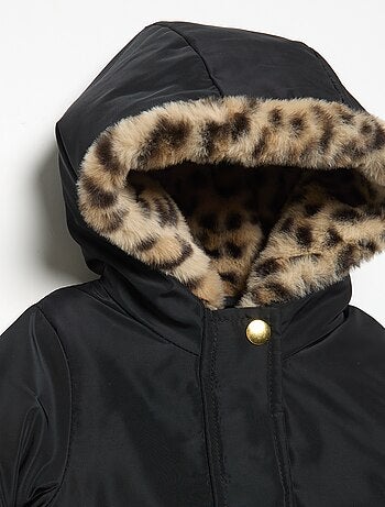 Parka à capuche doublée en fausse fourrure