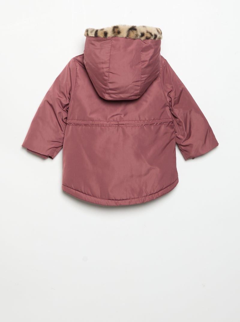 Parka à capuche doublée en fausse fourrure Rose - Kiabi