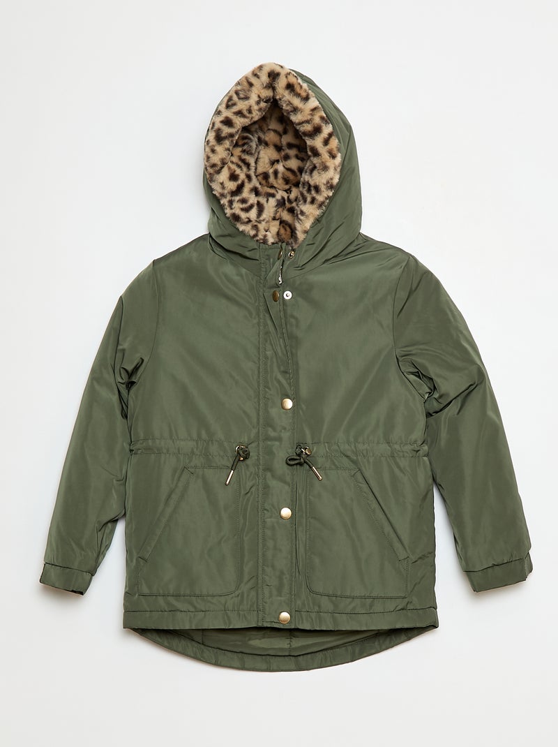 Parka à capuche doublée en fausse fourrure Vert - Kiabi
