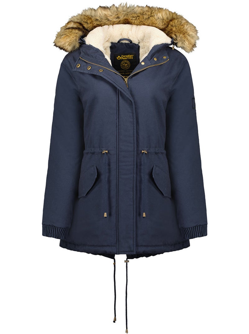 Parka à capuche fausse fourrure ampurieak – canadian peak Bleu marine - Kiabi