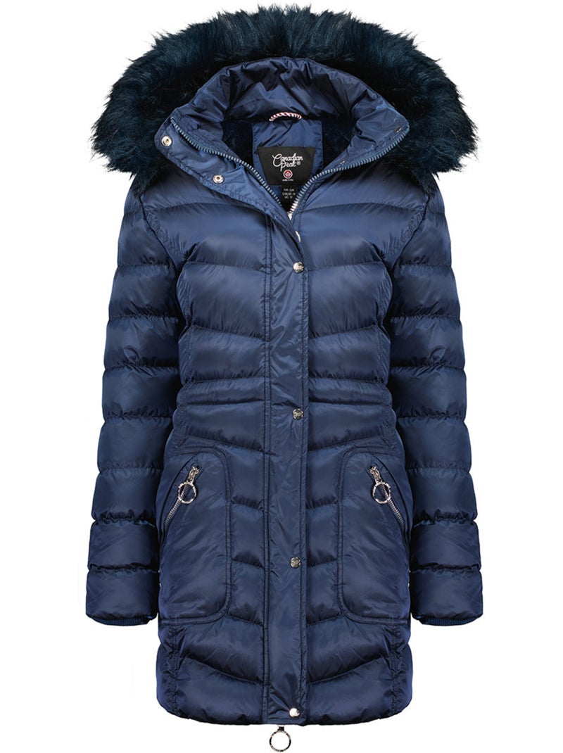 Parka à capuche fausse fourrure civileak – canadian peak Bleu marine - Kiabi