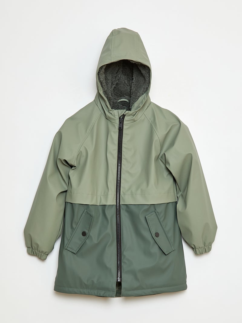 Parka à capuche moutonnée Kaki - Kiabi