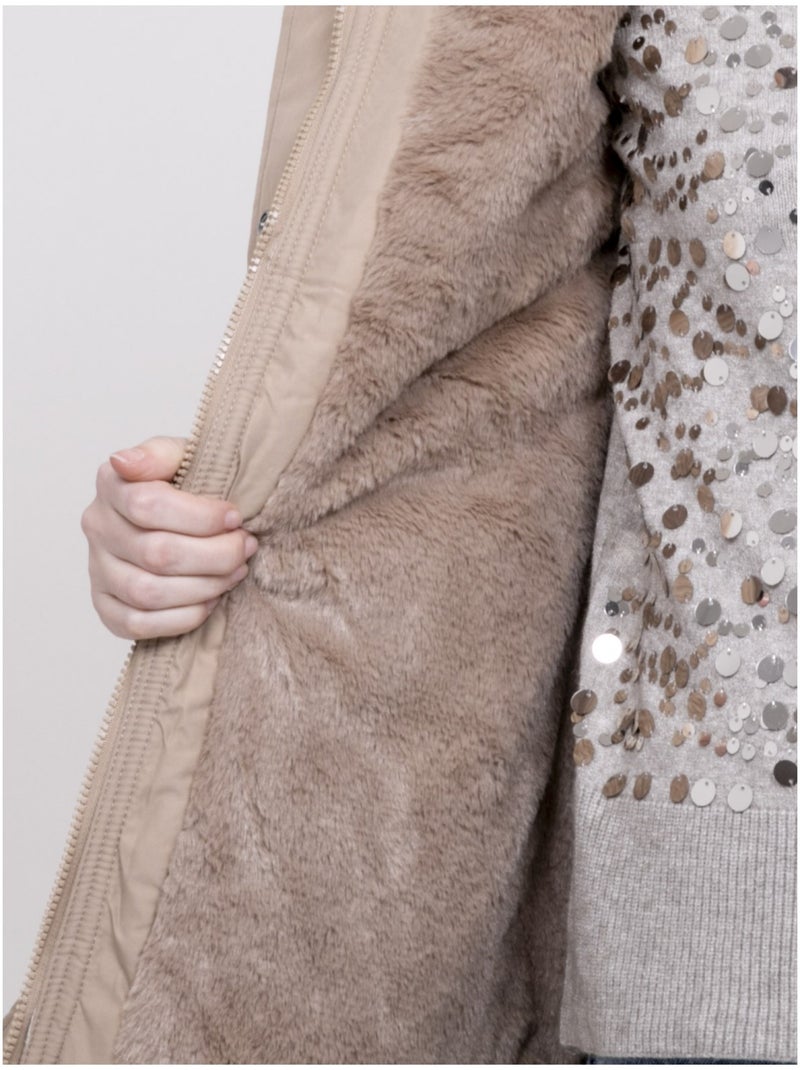 Parka ? capuche avec fausse fourrure USMAR Beige - Kiabi