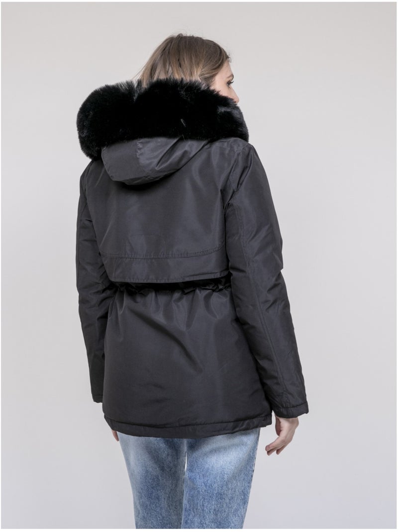 Parka ? capuche avec fausse fourrure USMAR Noir - Kiabi