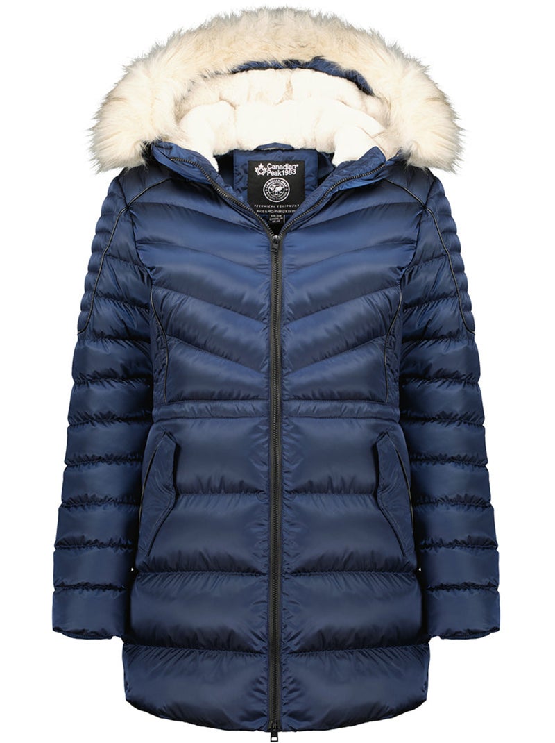 Parka cintrée à capuche fausse fourrure destineak – canadian peak Bleu marine - Kiabi