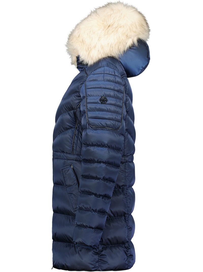 Parka cintrée à capuche fausse fourrure destineak – canadian peak Bleu marine - Kiabi