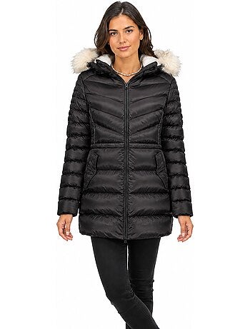 Parka cintrée à capuche fausse fourrure destineak – canadian peak
